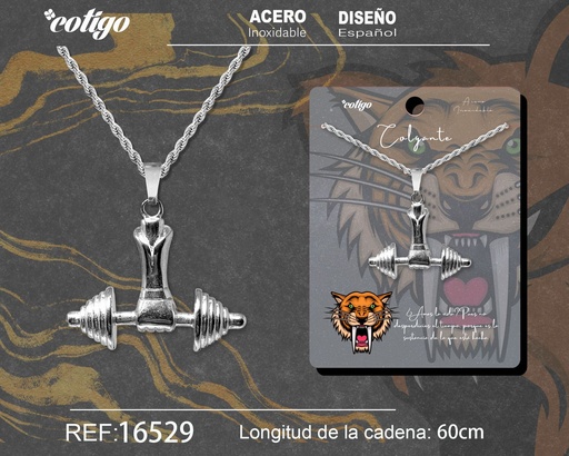 [16529] Colgante para hombre de acero color plateado - Joyería masculina