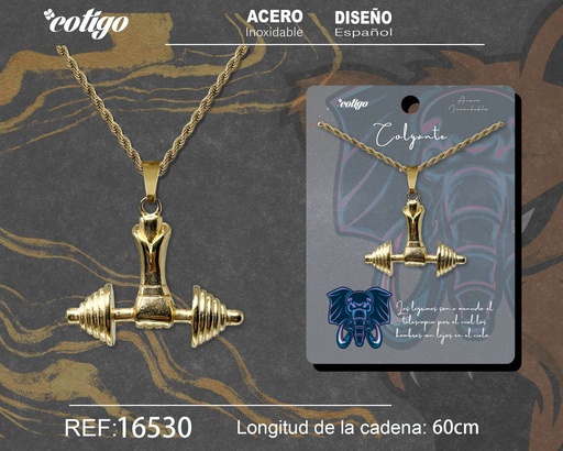 [16530] Colgante para hombre de acero color dorado - Joyería masculina