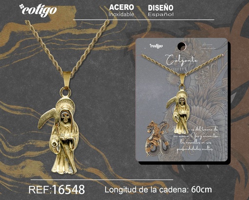 [16548] Colgante para hombre de acero color dorado - Joyería masculina