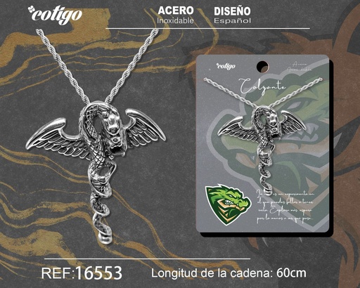 [16553] Colgante para hombre de acero color plateado - Joyería masculina