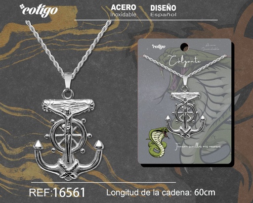 [16561] Colgante para hombre de acero color plateado - Joyería masculina