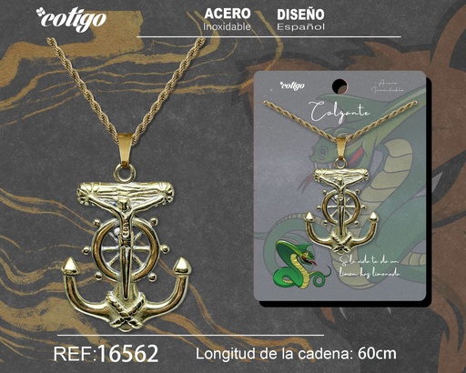 [16562] Colgante para hombre de acero color dorado - Joyería masculina