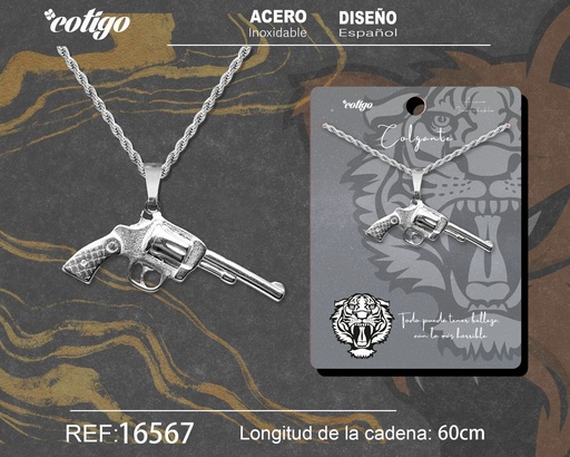 [16567] Colgante para hombre de acero color plateado - Joyería masculina