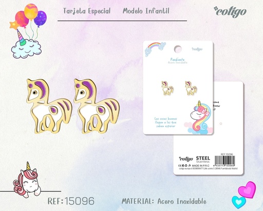 [15096] Pendiente para niña de acero color dorado - Joyería y accesorios infantiles