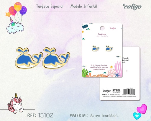 [15102] Pendiente para niña de acero color dorado - Joyería infantil