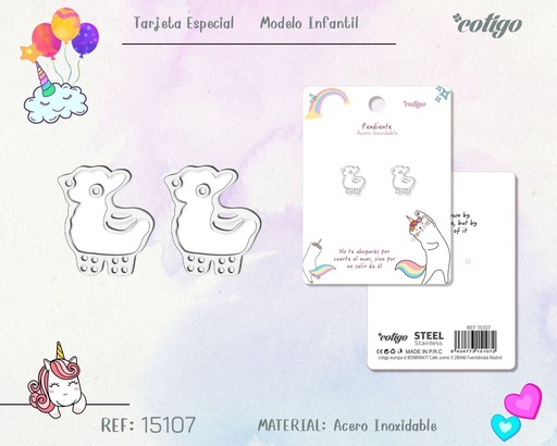 [15107] Pendiente para niña de acero color plateado - Joyería infantil