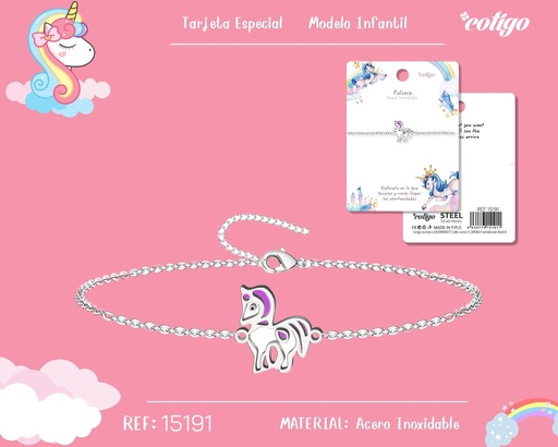 [15191] Pulsera para niña de acero color plateado - Joyería y accesorios infantiles