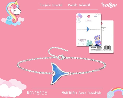 [15195] Pulsera para niña de acero color plateado - Joyería infantil