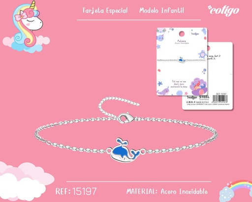 [15197] Pulsera para niña de acero color plateado - Joyería infantil