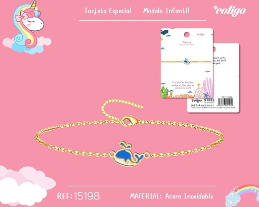 [15198] Pulsera para niña de acero color dorado - Joyería infantil