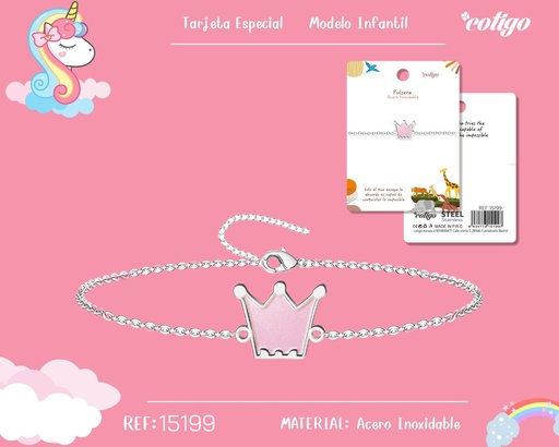 [15199] Pulsera para niña de acero color plateado - Joyería y accesorios infantiles