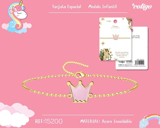 [15200] Pulsera para niña de acero color dorado - Joyería y accesorios infantiles