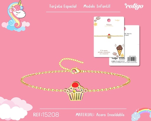 [15208] Pulsera para niña de acero color dorado - Joyería infantil
