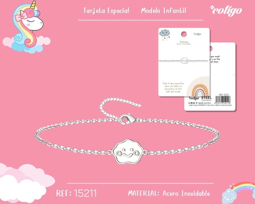 [15211] Pulsera para niña de acero color plateado - Joyería infantil