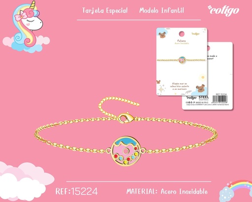 [15224] Pulsera para niña de acero color dorado - Joyería infantil