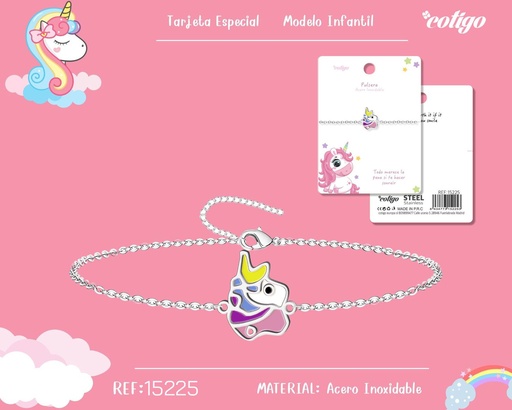 [15225] Pulsera para niña de acero color plateado - Joyería infantil