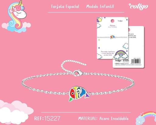 [15227] Pulsera para niña de acero color plateado - Joyería infantil