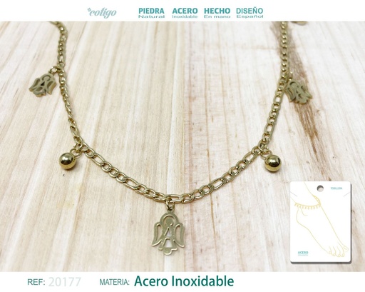 [20177] Tobillera de acero color dorado - Accesorios de moda