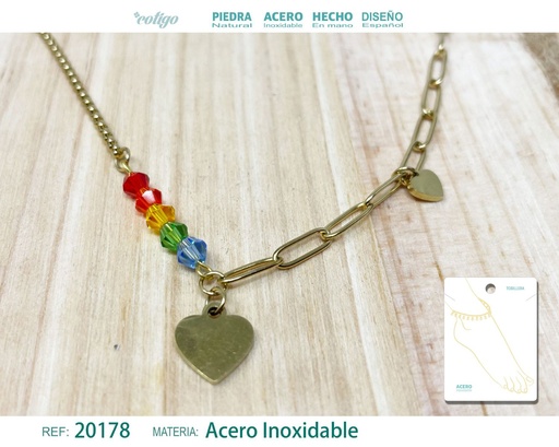[20178] Tobillera de acero color dorado - Joyería de tobillo