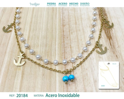 [20184] Tobillera de acero color dorado - Joyería de tobillo