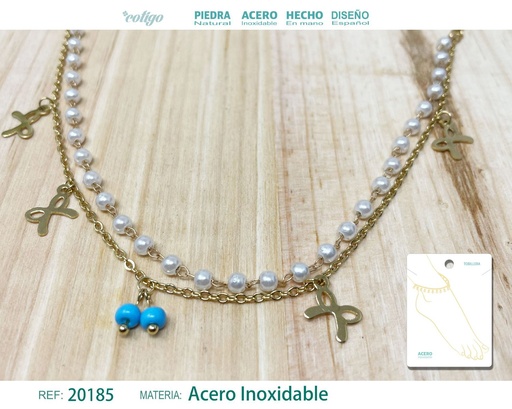 [20185] Tobillera de acero color dorado - Accesorios de moda