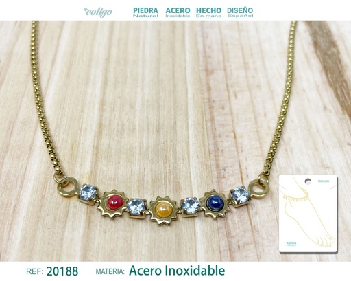 [20188] Tobillera de acero color dorado - Joyería de tobillo