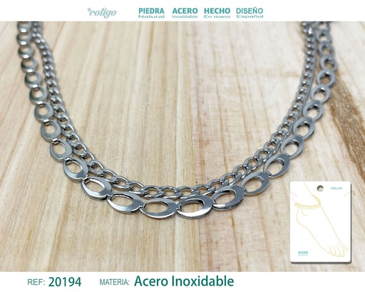[20194] Tobillera de acero color plateado - Accesorios de moda