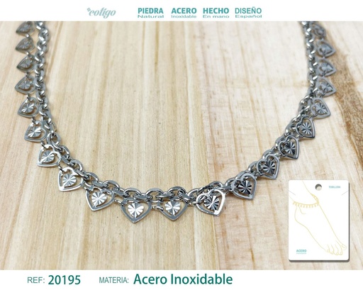 [20195] Tobillera de acero color plateado - Joyería de tobillo