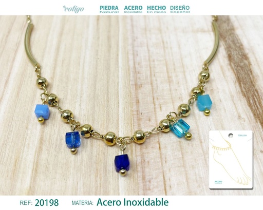 [20198] Tobillera de acero color dorado - Accesorios de tobillo