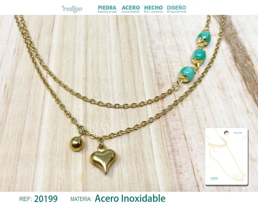 [20199] Tobillera de acero color dorado - Joyería de tobillo
