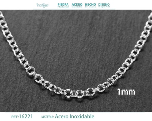 [16221] Collar de cadena de acero plateado - Joyería de cadena