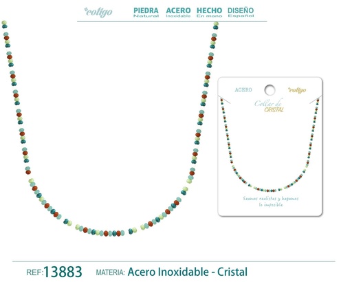 [13883] Collar de Cristal Multicolor con cierre de Acero - Accesorios de joyería elegantes