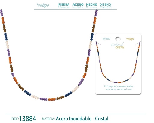 [13884] Collar de Cristal Multicolor con cierre de Acero - Accesorios de joyería elegantes
