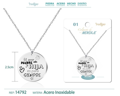 [14792] Colgante con Mensaje de Acero Inoxidable - Accesorios de joyería significativa