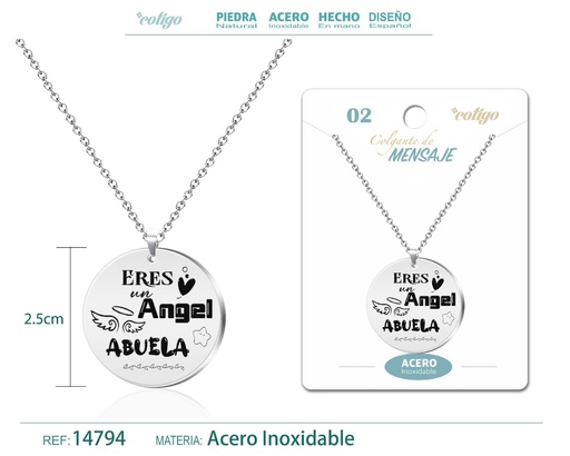 [14794] Colgante con Mensaje de Acero Inoxidable - Accesorios de joyería significativa