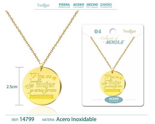 [14799] Colgante con Mensaje de Acero Inoxidable - Accesorios de joyería significativa