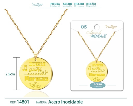 [14801] Colgante con Mensaje de Acero Inoxidable - Accesorios de joyería significativa