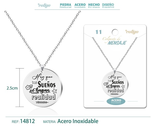 [14812] Colgante de acero inoxidable con mensaje personalizado - Accesorios de joyería