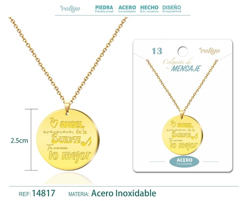 [14817] Colgante de acero inoxidable con mensaje personalizado - Accesorios de joyería