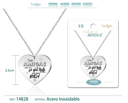 [14828] Colgante de acero inoxidable con mensaje personalizado - Accesorios de joyería