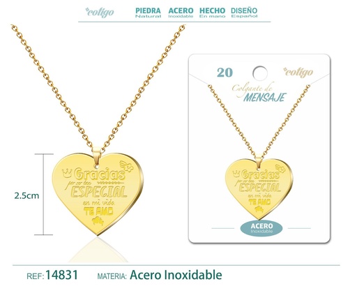[14831] Colgante de acero inoxidable con mensaje personalizado - Accesorios de joyería