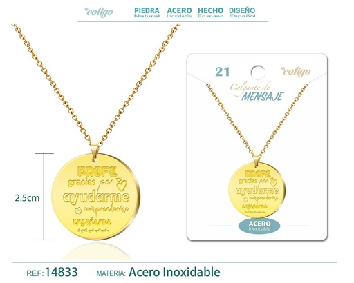 [14833] Colgante de acero inoxidable con mensaje personalizado - Accesorios de joyería