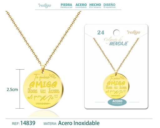 [14839] Colgante de acero inoxidable con mensaje personalizado - Accesorios de joyería