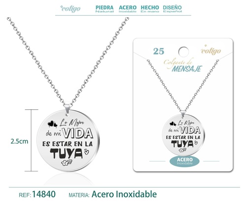 [14840] Colgante de acero inoxidable con mensaje personalizado - Accesorios de joyería