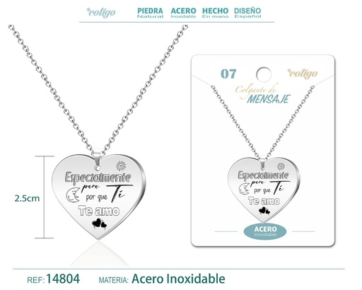 [14804] Colgante con Mensaje de Acero Inoxidable - Accesorios de joyería significativa