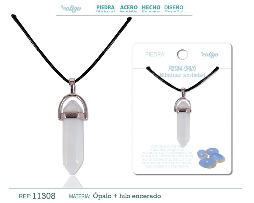 [11308] Colgante de opalina en forma de punto - Joyería de piedras naturales