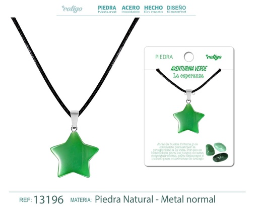 [13196] Colgante estrella de piedra aventurina verde - Joyería de piedras naturales 