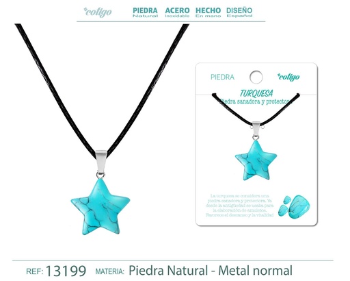 [13199] Colgante estrella de piedra turquesa - Joyería de piedras naturales 