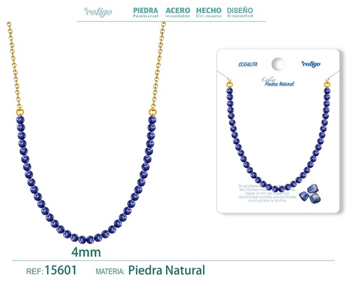 [15601] Collar de sodalita 4 mm - Joyería de piedra natural y acero