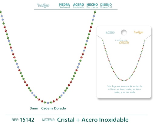 [15142] Collar de acero dorado con bola de cristal - Accesorios de joyería